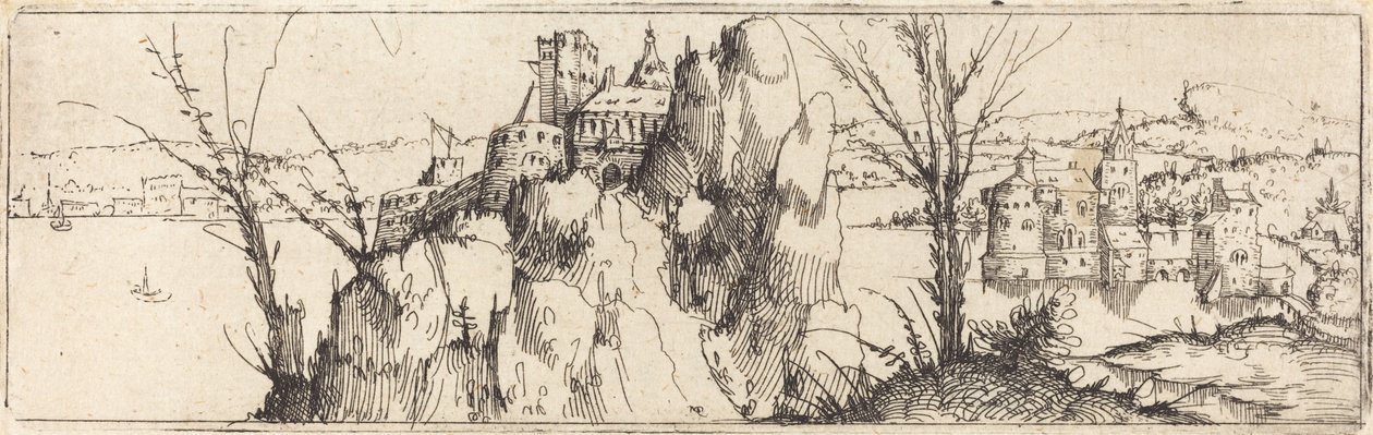 Táj tóval [felső tábla] alkotó: Augustin Hirschvogel