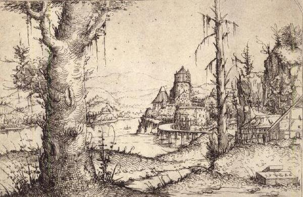 P.9-1993 Folyami táj vaskos fával alkotó: Augustin Hirschvogel