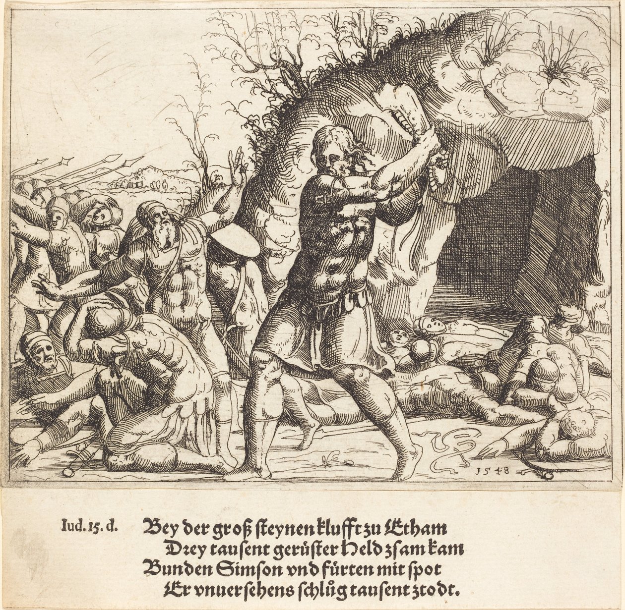 Sámson megöli a filiszteusokat, 1548. alkotó: Augustin Hirschvogel