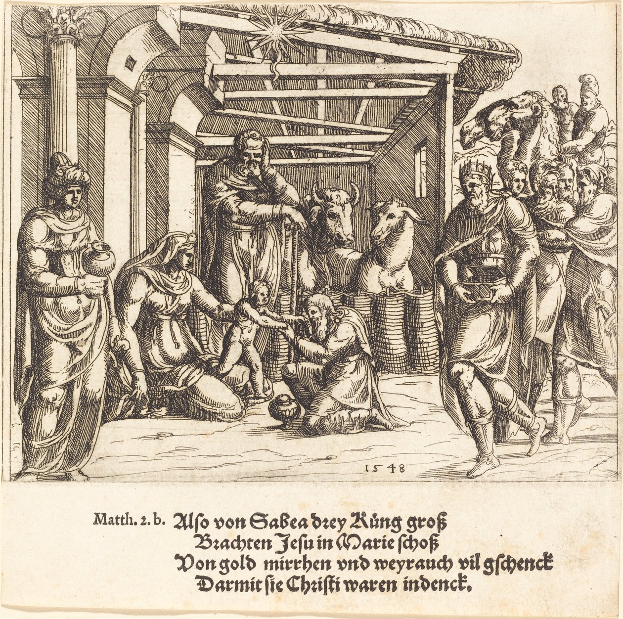 A mágusok imádása, 1548. alkotó: Augustin Hirschvogel