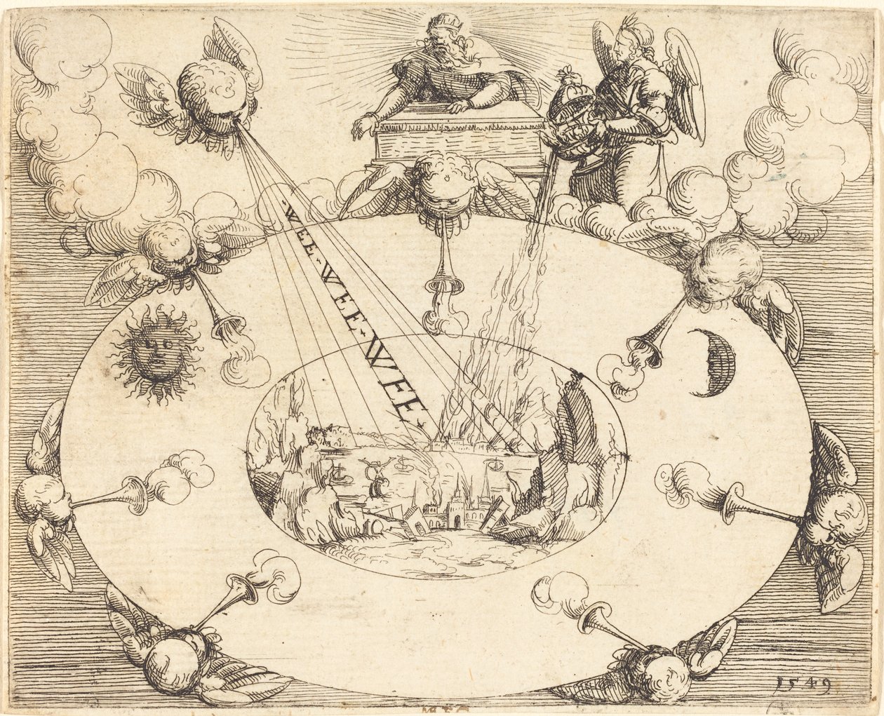 A hetedik pecsét felnyitása, 1549. alkotó: Augustin Hirschvogel