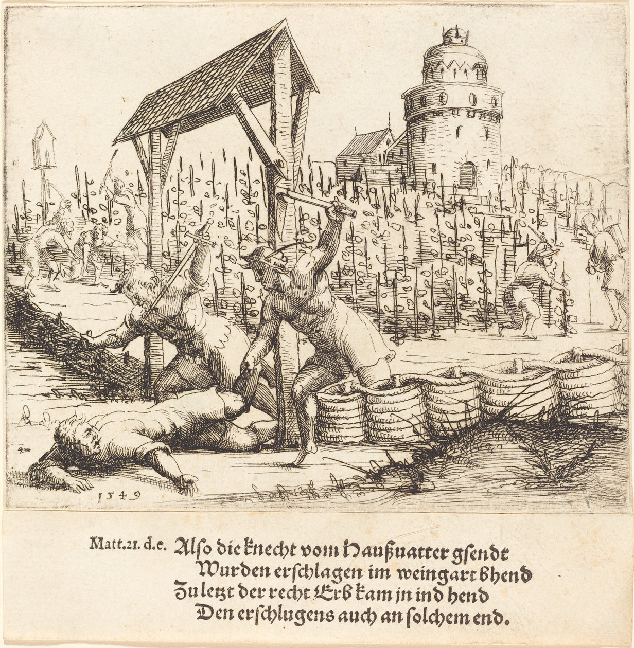 Példabeszéd a gonosz férjekről, 1549. alkotó: Augustin Hirschvogel