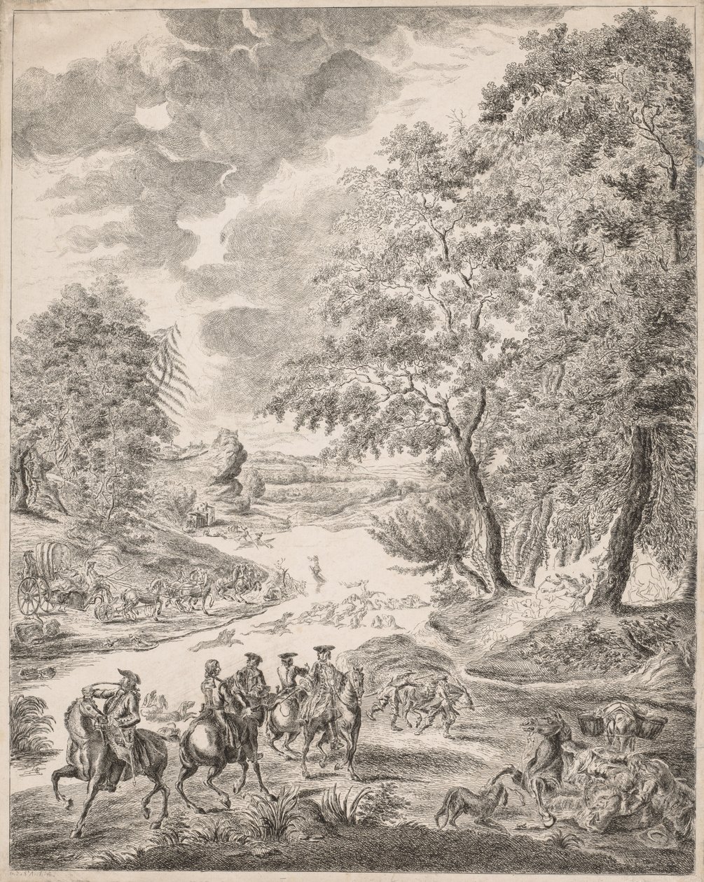 A Szarvasvadászat. alkotó: Augustin de Saint Aubin
