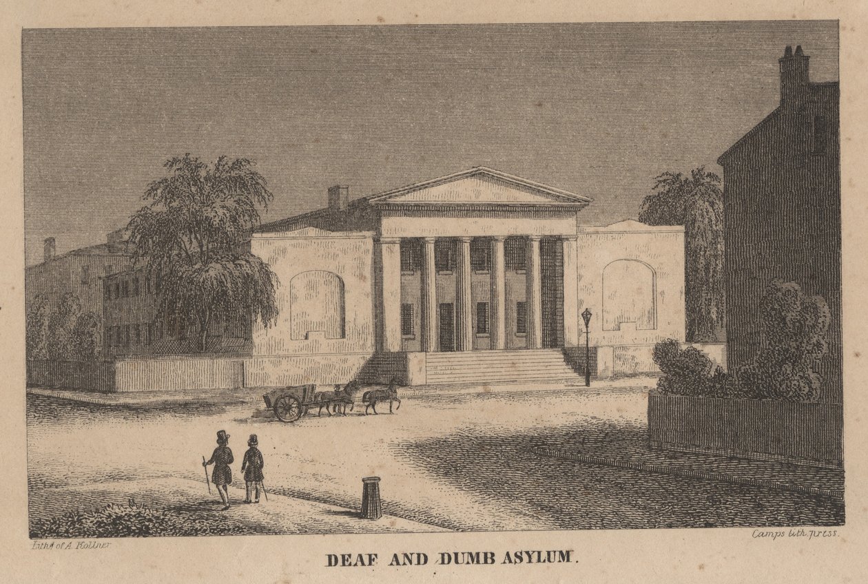 Siketek és némák menhelye, Philadelphia, Pennsylvania, 1847 körül alkotó: Augustus Kollner