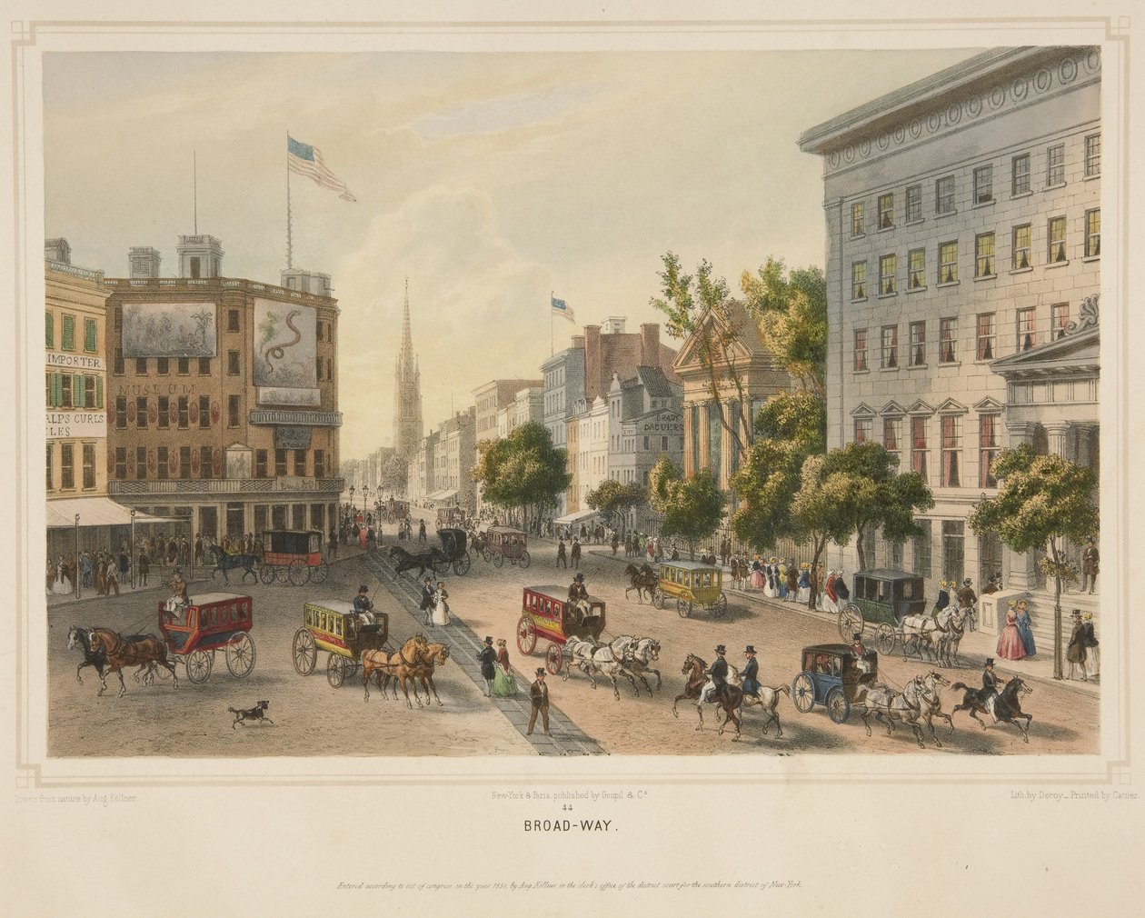 Broad-Way, kocsma. 1850 (színes litó) alkotó: Augustus (after) Kollner