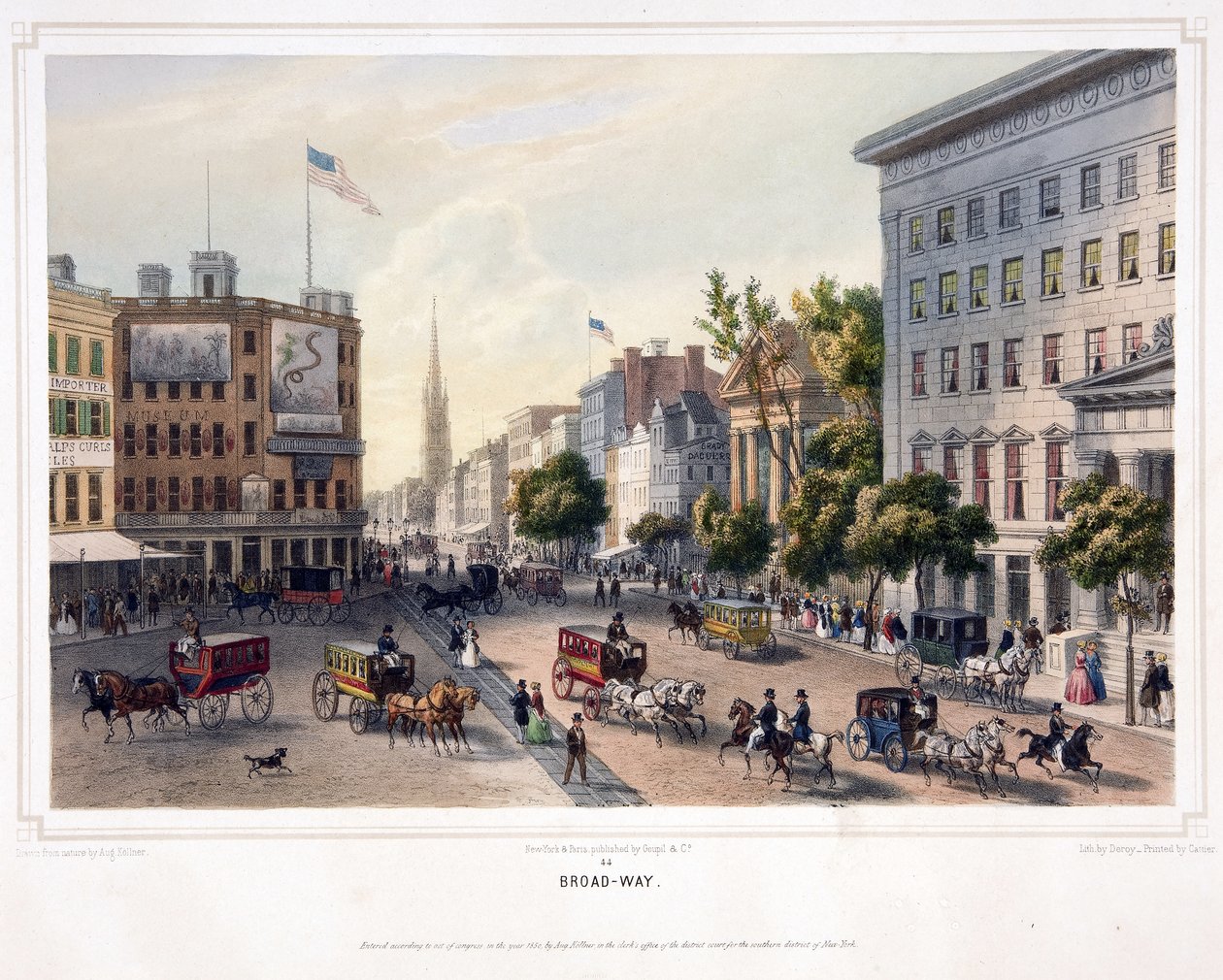 Broad-Way, kocsma. 1850 (színes litó) alkotó: Augustus (after) Kollner
