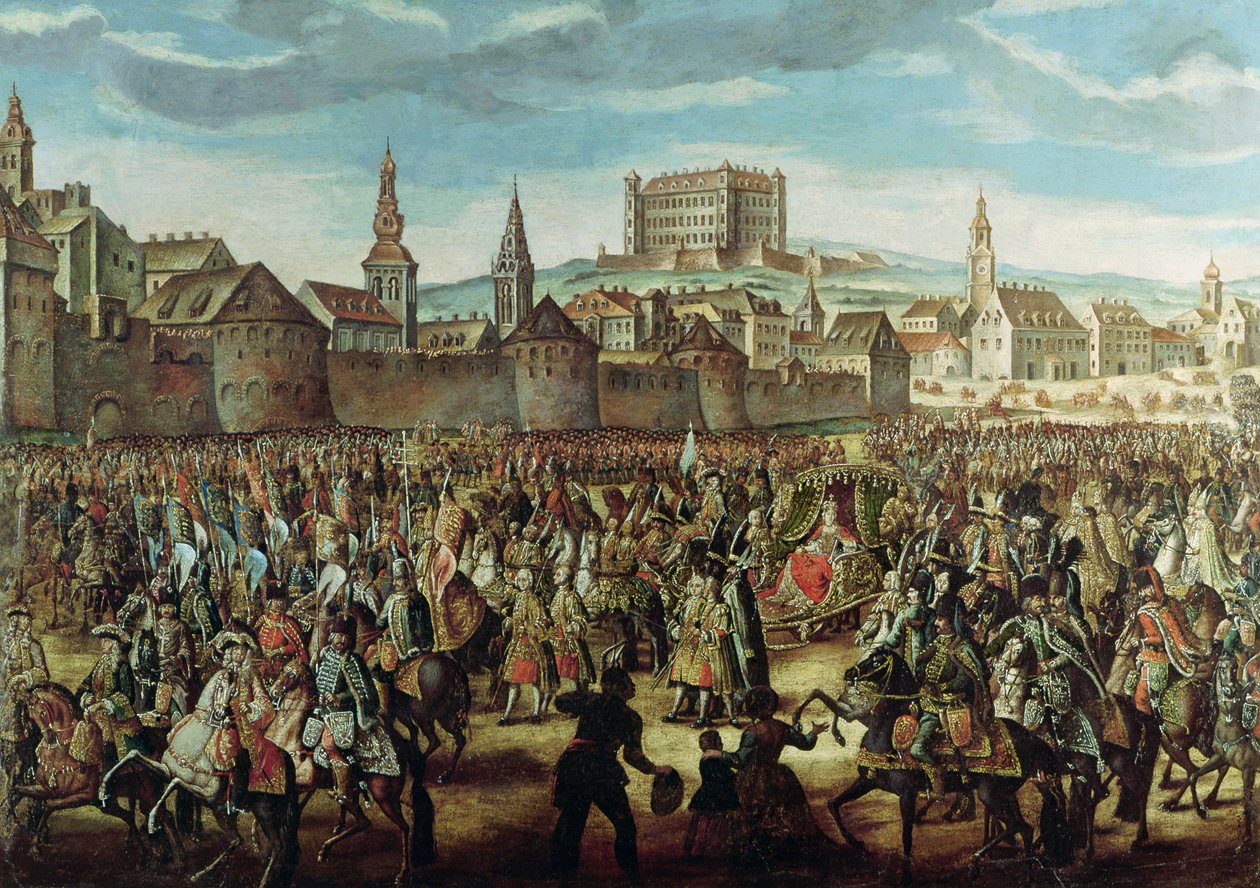 Mária Terézia osztrák császárné (1717-80) megérkezése Pressburgba (Pozsony) 1741. augusztus 25-én alkotó: Austrian School