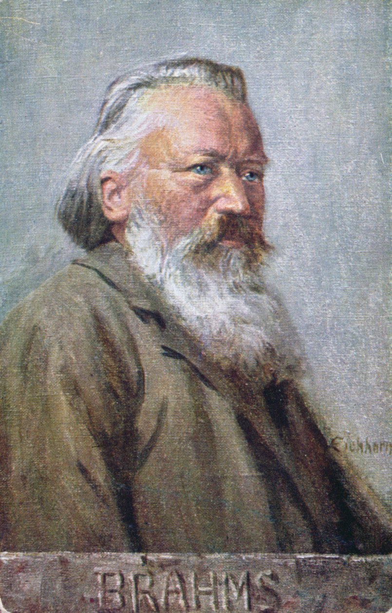 Johannes Brahmsot ábrázoló képeslap 1910 körül alkotó: Austrian School