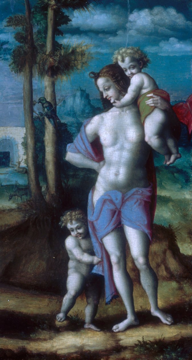 Éva Káinnal és Ábellel, 1520-as évek. alkotó: Bacchiacca
