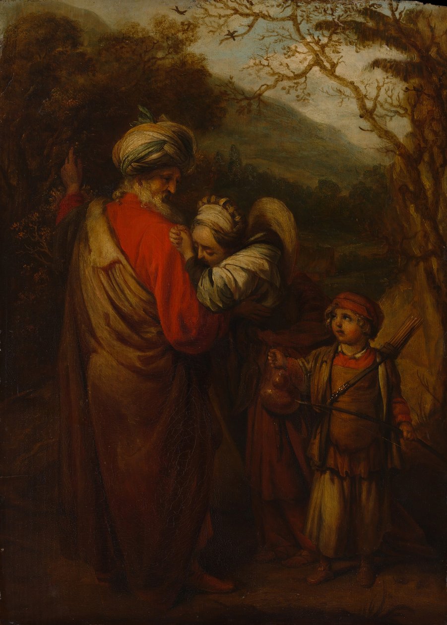 Ábrahám elbocsátja Hágart és Izmaelt, 1658. alkotó: Barent Fabritius