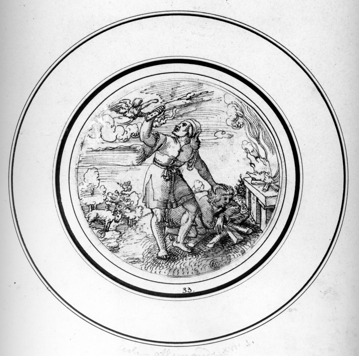 Izsák áldozata (toll és tinta) alkotó: Barthel Beham