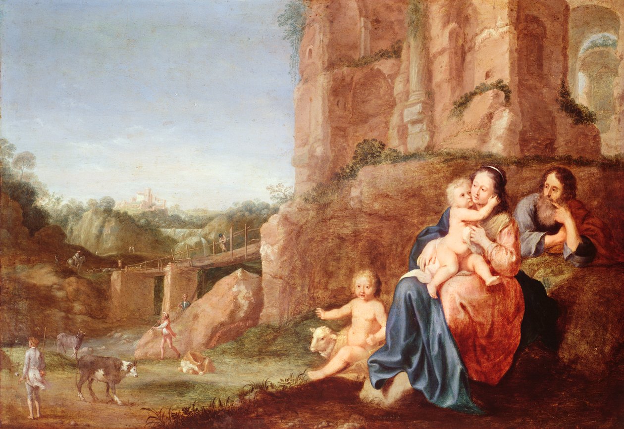 Repülés Egyiptomba, 17. század alkotó: Bartholomeus Breenbergh