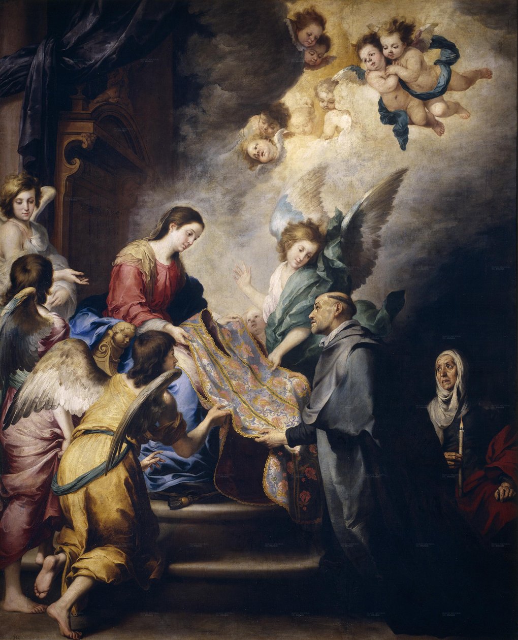 A Szűz leszármazása, hogy jutalmazza Szent Ildefonso írásait alkotó: Bartolomé Esteban Murillo