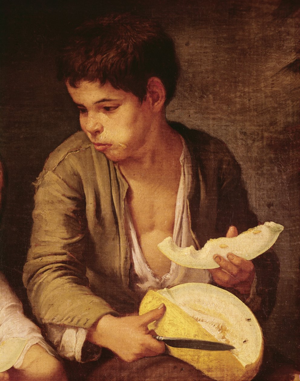 Részlet a dinnyét és szőlőt evő két gyermekről, 1645-46 olaj, vászon lásd 161023 alkotó: Bartolomé Esteban Murillo