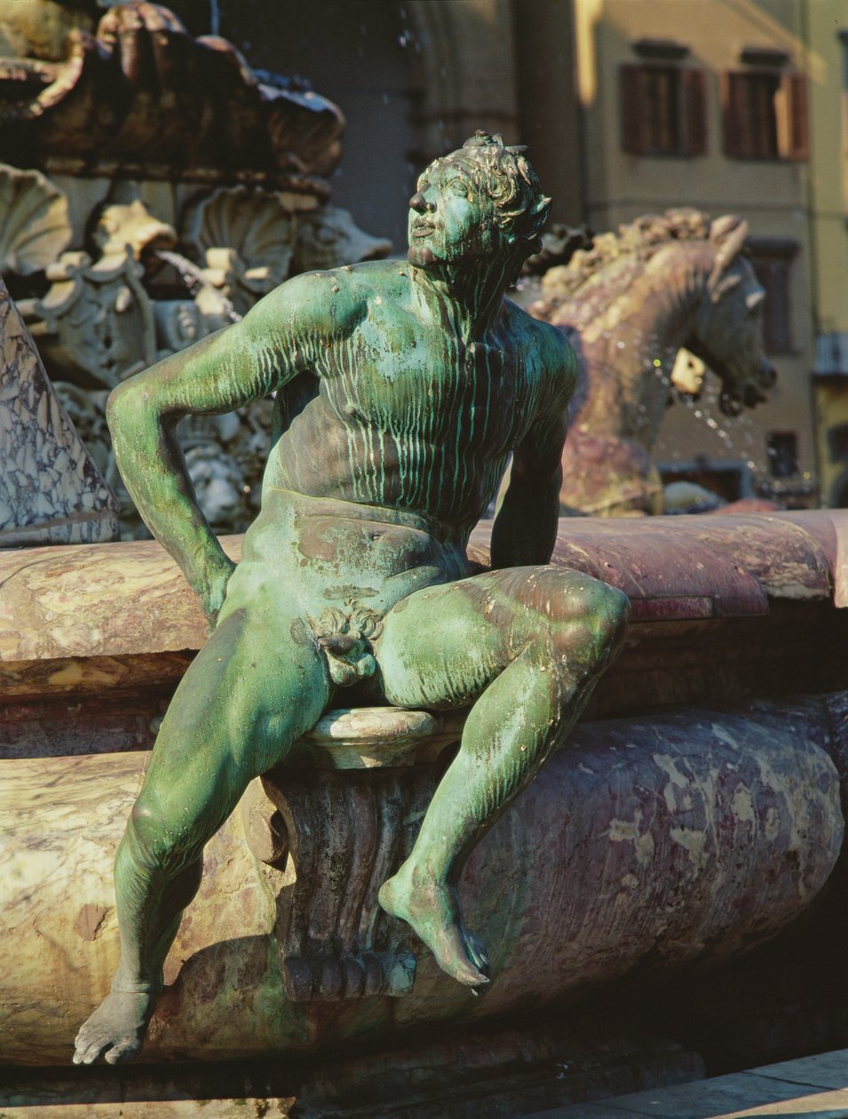 Részlet a Neptun-kútról, Piazza della Signoria, Firenze, 1565 bronz alkotó: Bartolomeo Ammannati