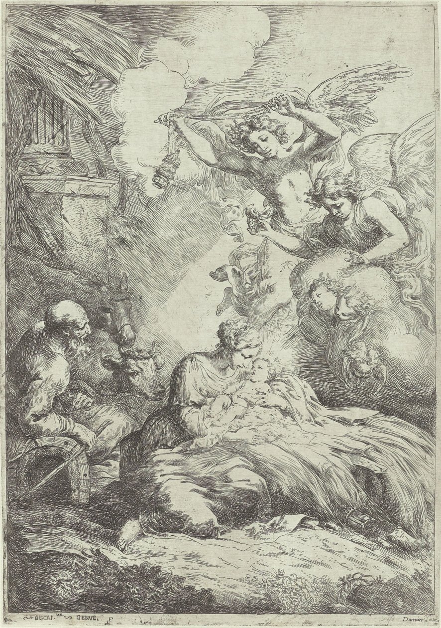 Születés angyalokkal alkotó: Bartolomeo Biscaino