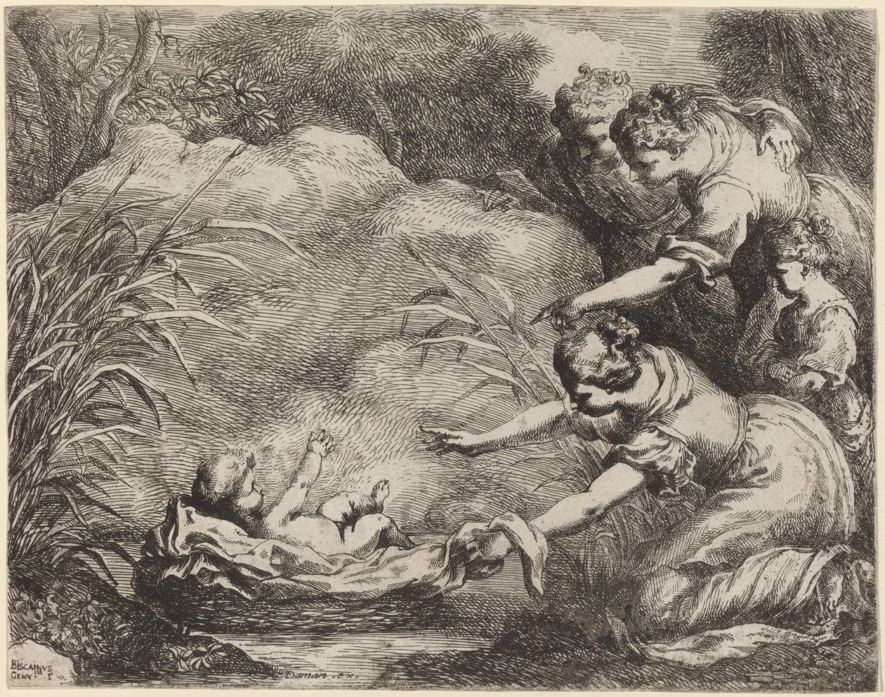 Mózes megtalálása. alkotó: Bartolomeo Biscaino