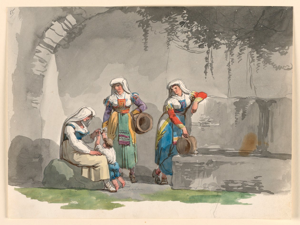 Rajz, Három dél-olasz nő, 1807-08 alkotó: Bartolomeo Pinelli