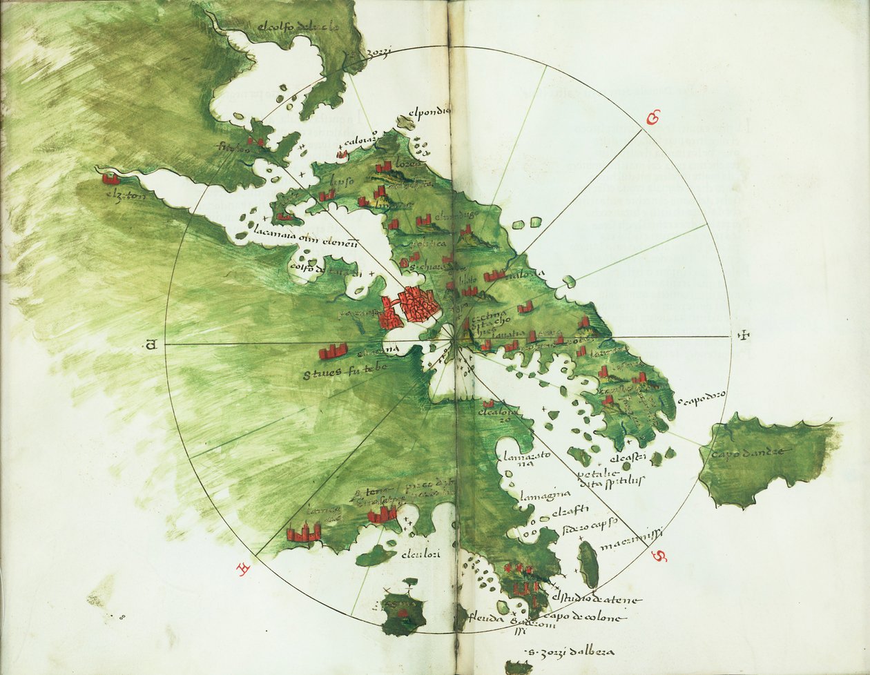 Negroponte térképe, 1485 körül (pergamen) alkotó: Bartolomeo da li Sonetti