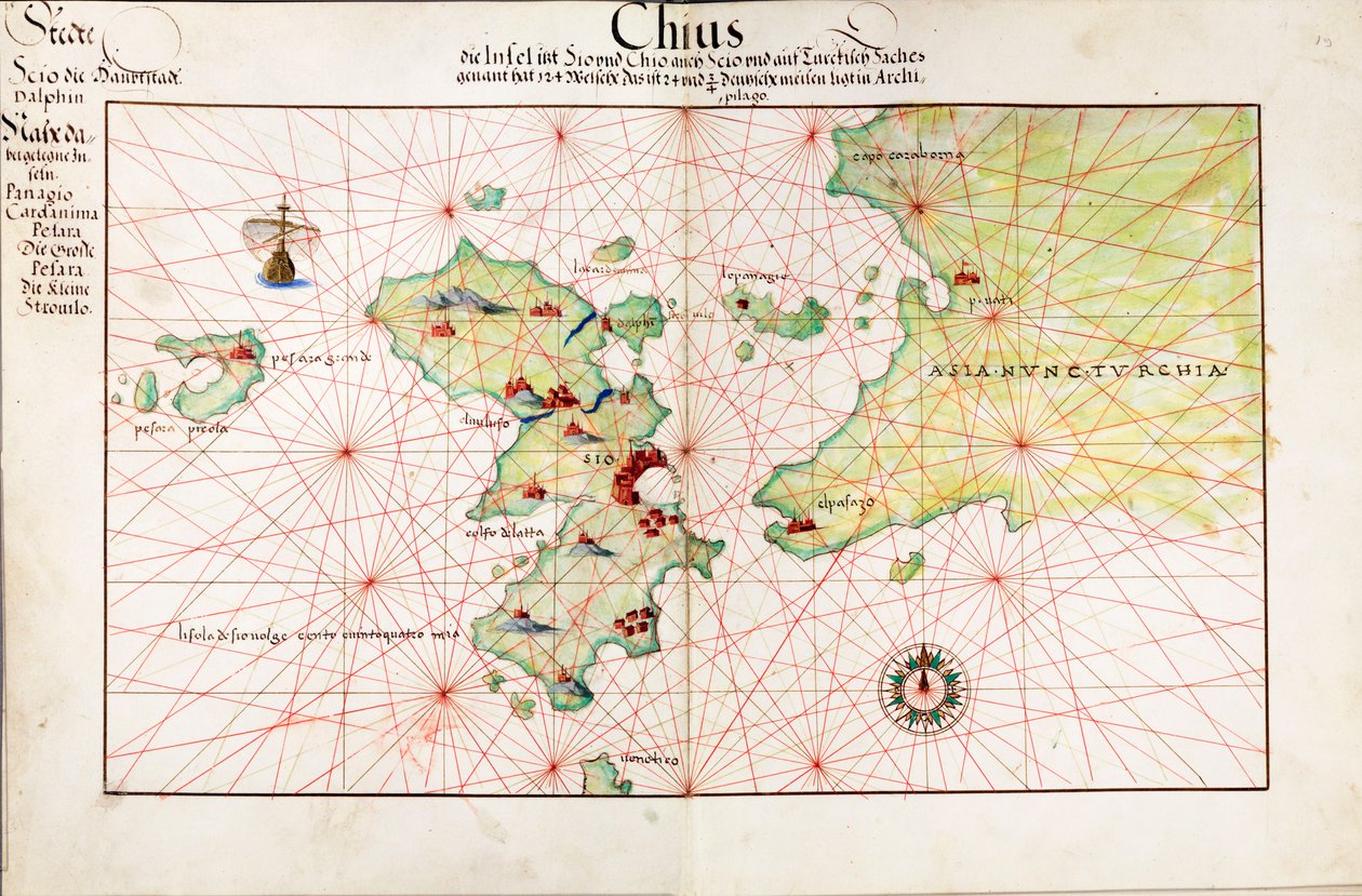 Chius térképe (Chios, Görögország) alkotó: Battista Agnese