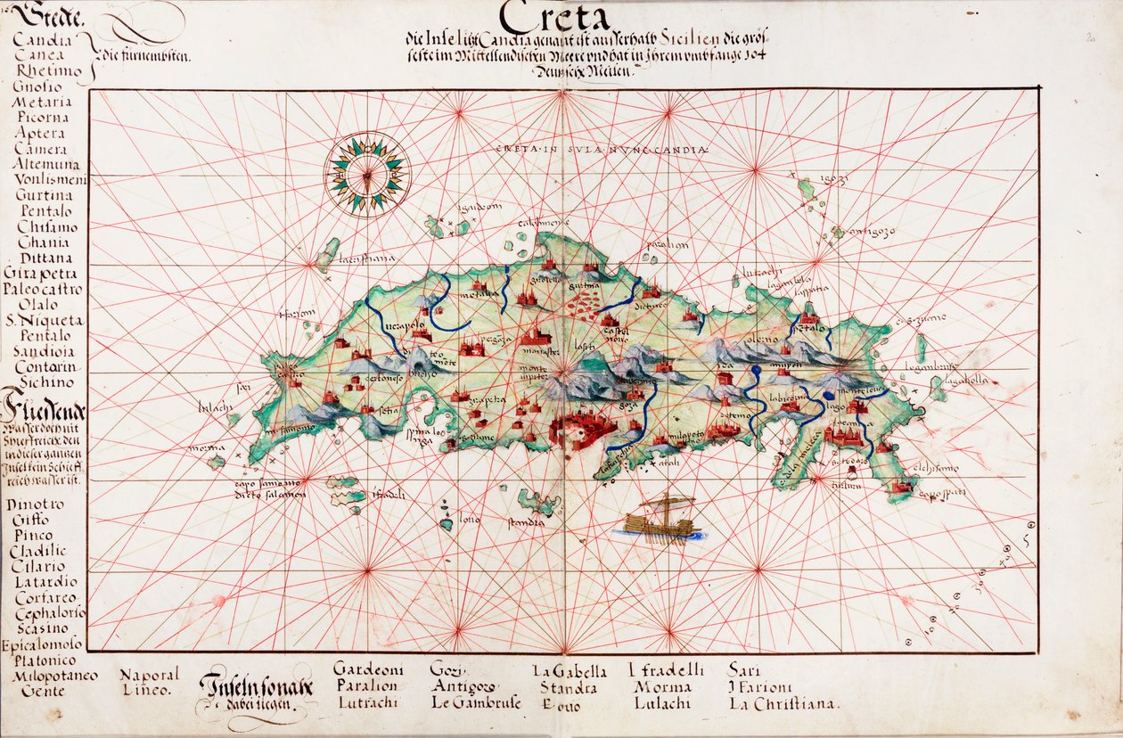 Kréta térképe 1554 alkotó: Battista Agnese