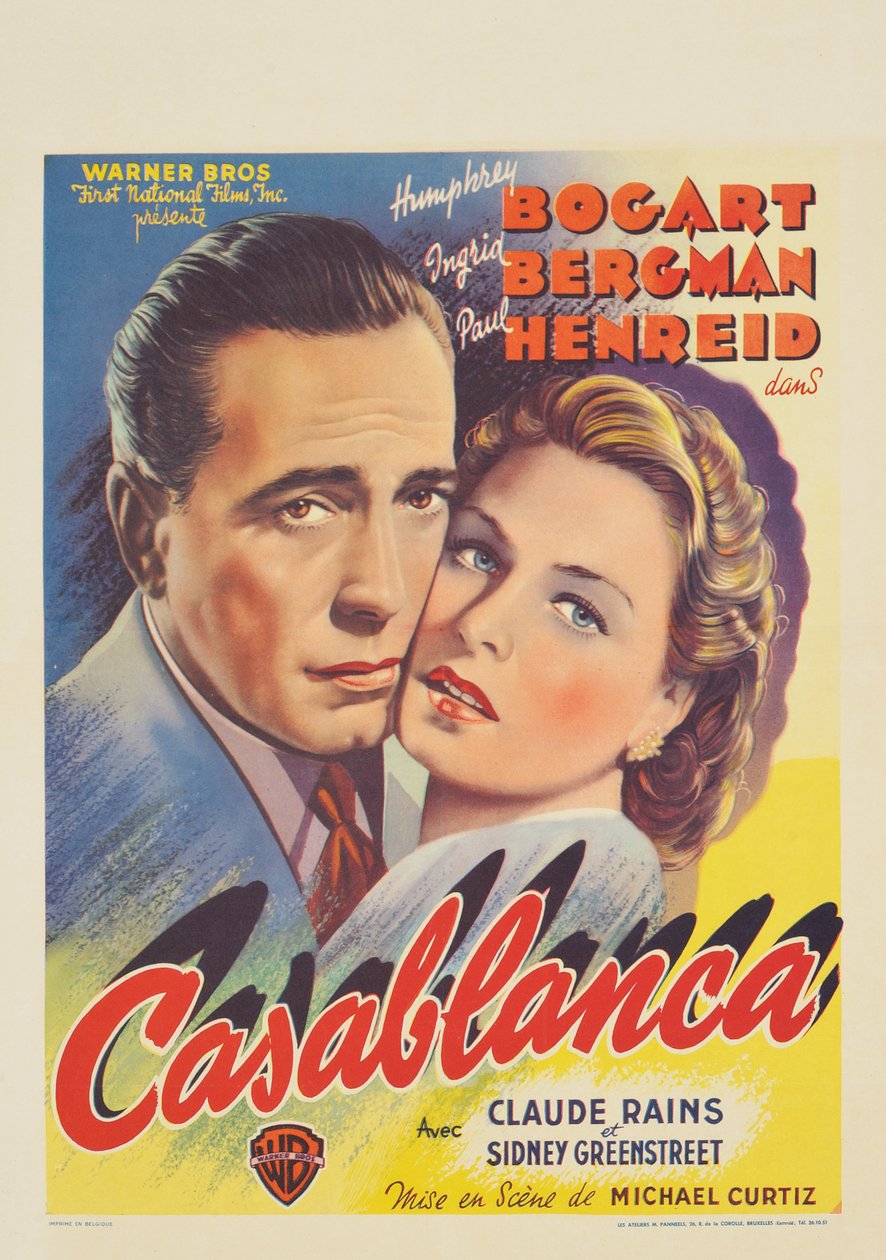 A "Casablanca" című filmet reklámozó belga plakát alkotó: Belgian School
