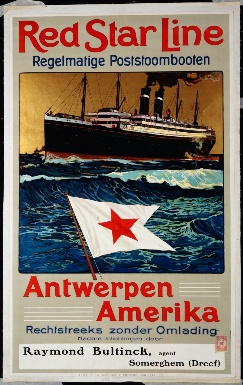 Red Star Line, Antwerpen Amerika, 1899 körül alkotó: Belgian School