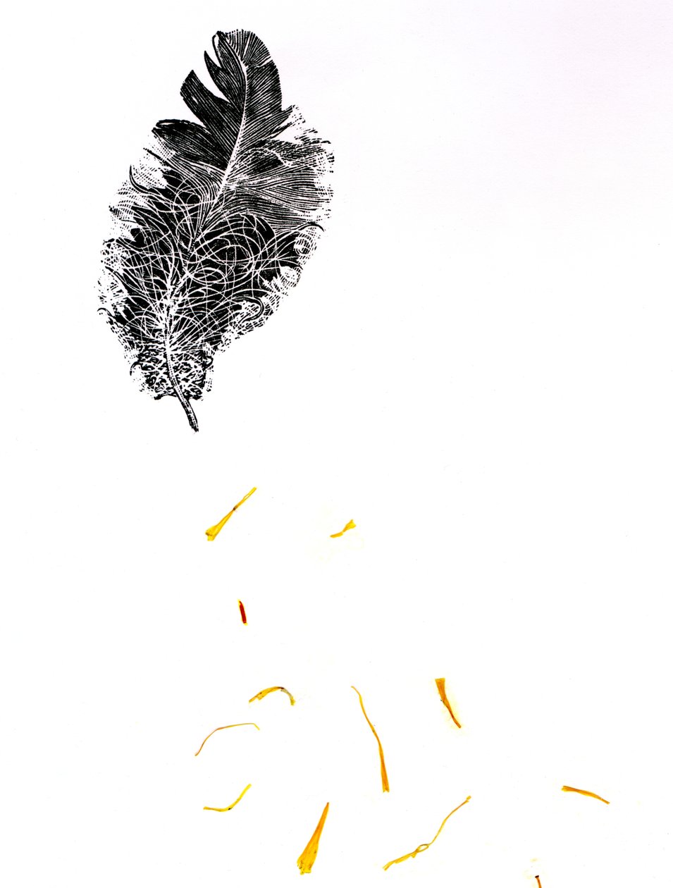Toll {Fay-erie Dust}, 2014 (fametszet és növényi töredékek papíron) alkotó: Bella Larsson