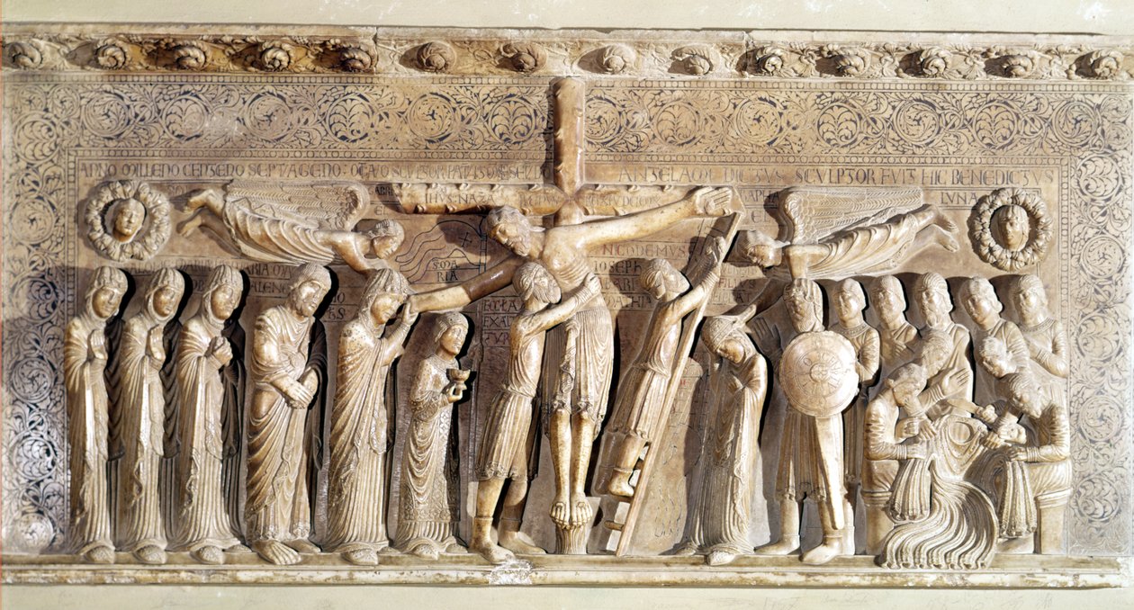 A lerakódást ábrázoló domborműtábla, 1178 (márvány) alkotó: Benedetto Antelami