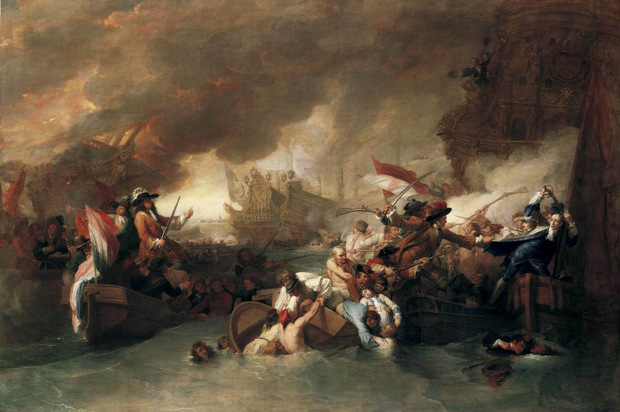 Angol: La Hogue -i csata alkotó: Benjamin West