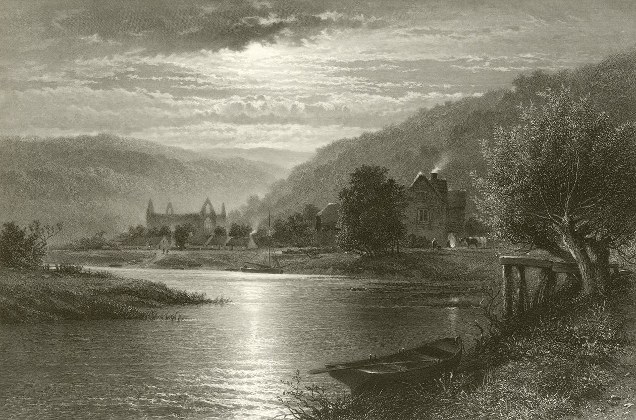 Tintern Abbey – Holdfény a Wye-on alkotó: Benjamin Williams Leader