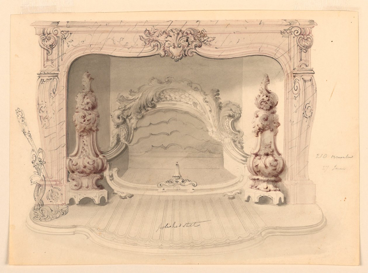 Rajz, öntöttvas rács, 1840 körül alkotó: Benjamin Dean Wyatt