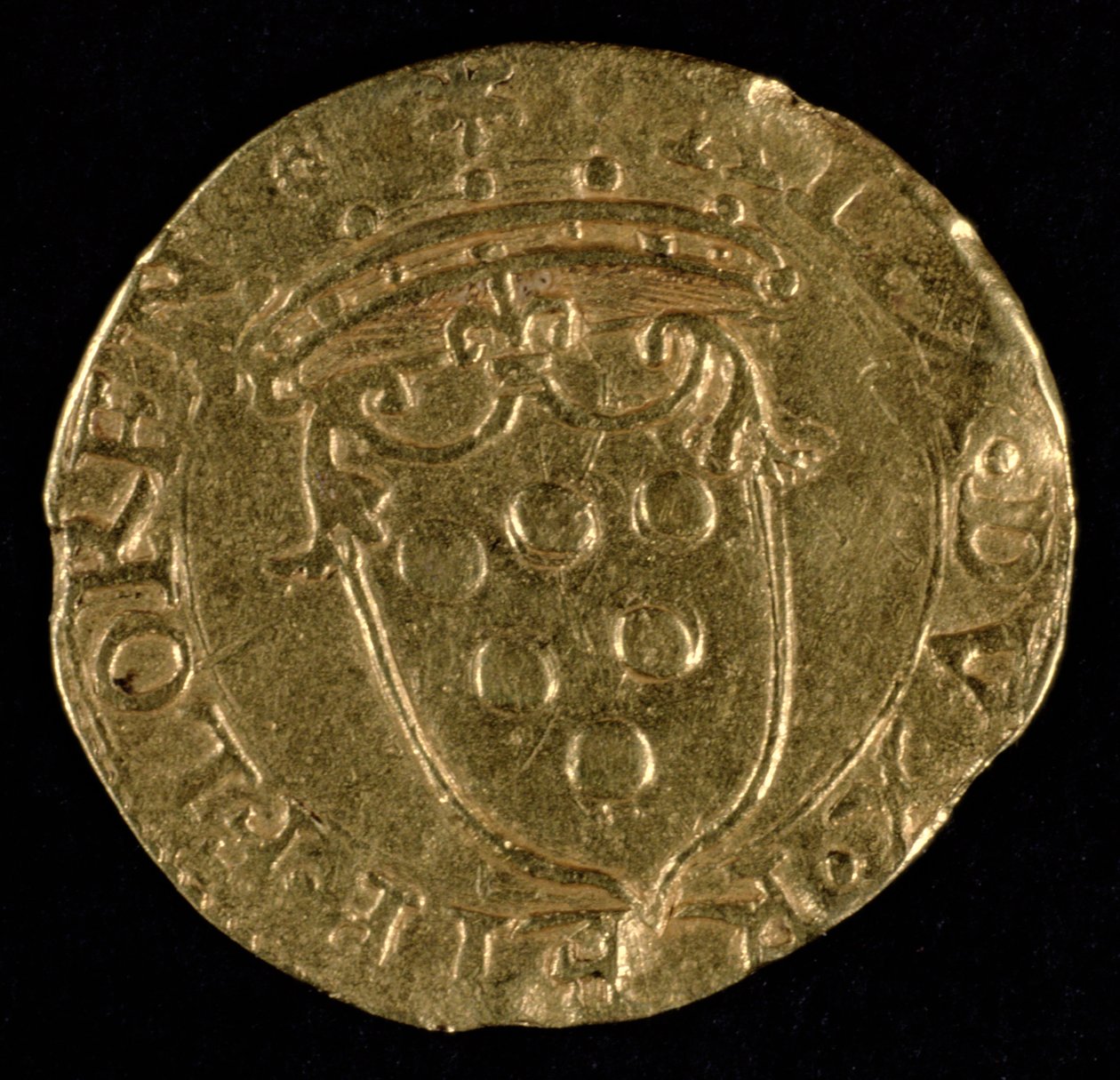 A Medici címerrel díszített Scudo (arany) alkotó: Benvenuto Cellini