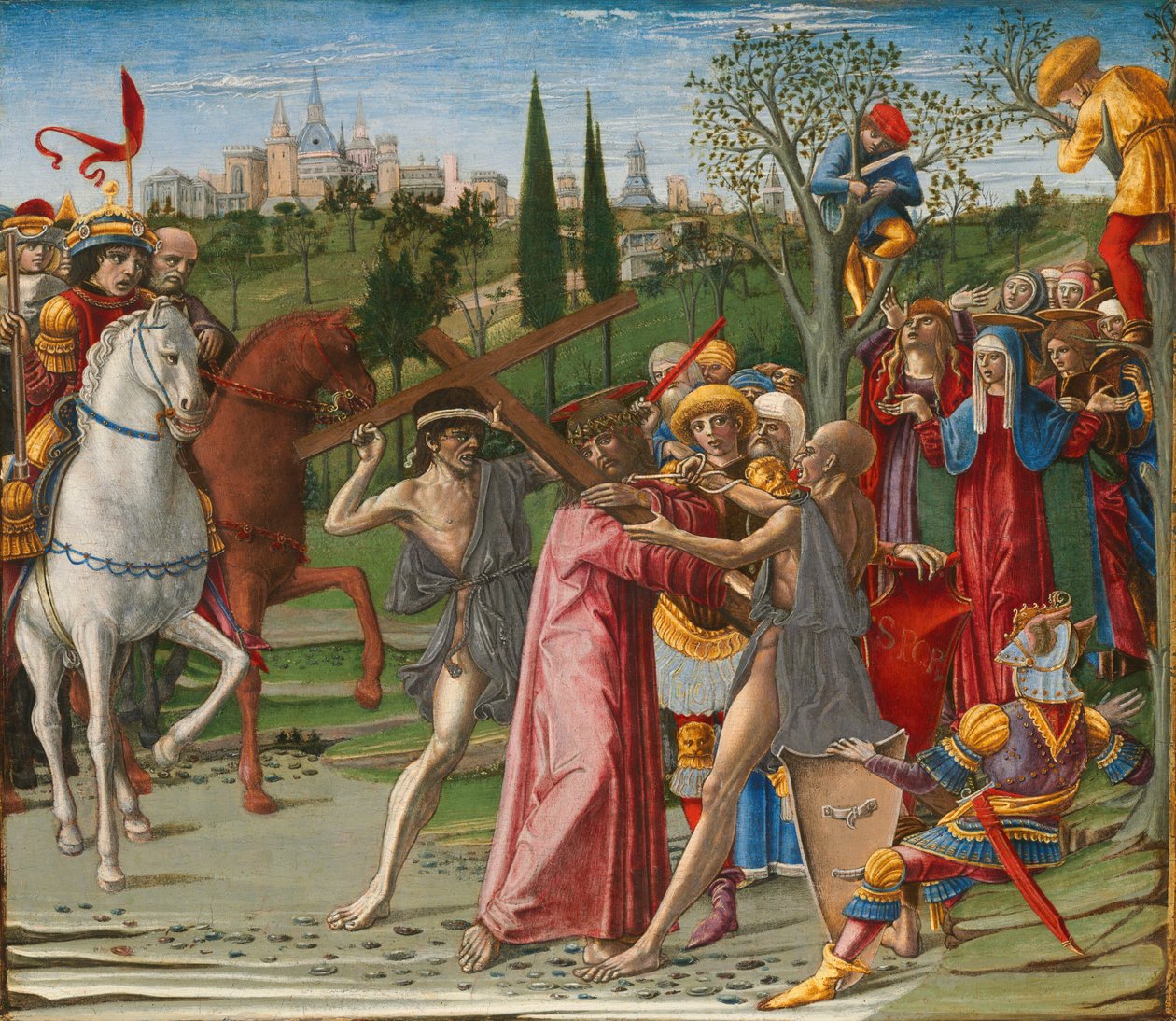 A keresztet hordozó Krisztus, valószínűleg 1491. alkotó: Benvenuto di Giovanni