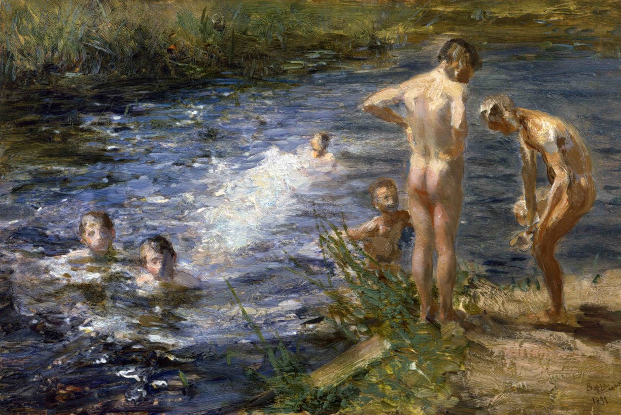 Fiúk a folyónál, 1899. alkotó: Beppe Ciardi