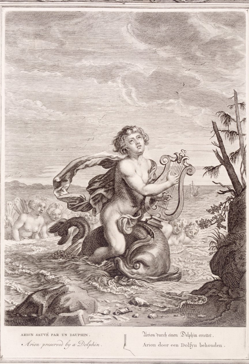 Arion, amelyet egy delfin őriz, 1731 alkotó: Bernard Picart