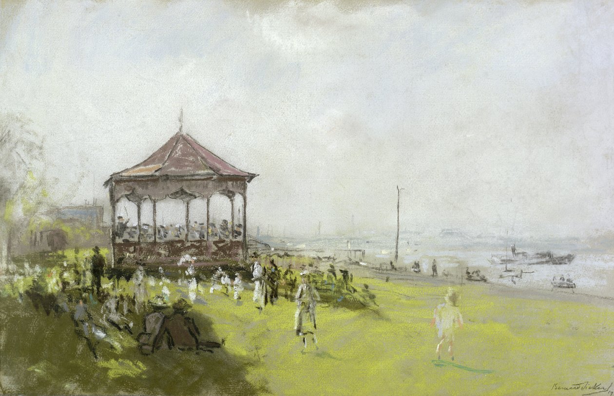 Figurák egy zenepavilon mellett, 1922 (pasztell és kréta, papír) alkotó: Bernard Sickert