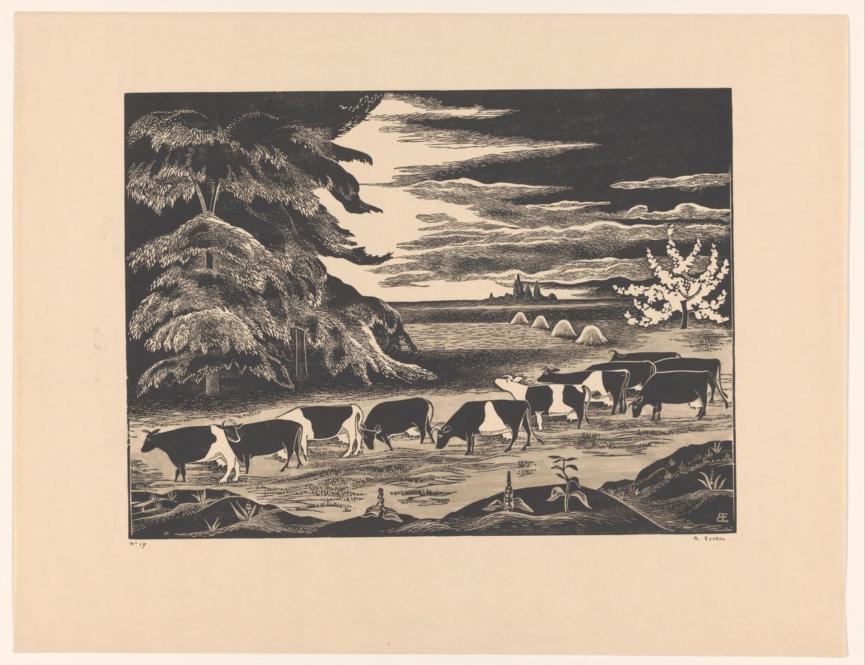 Tehenek a tájban alkotó: Bernard Essers (signed by artist)