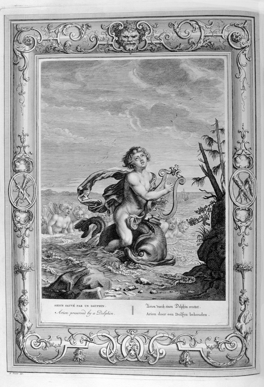 Arion a delfinen (metszet) alkotó: Bernard Picart