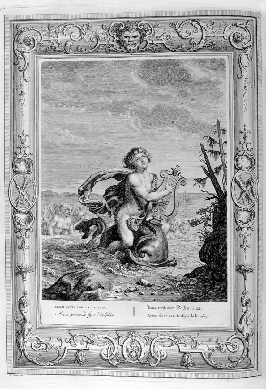 Ariont egy delfin megmentette, 1733 alkotó: Bernard Picart