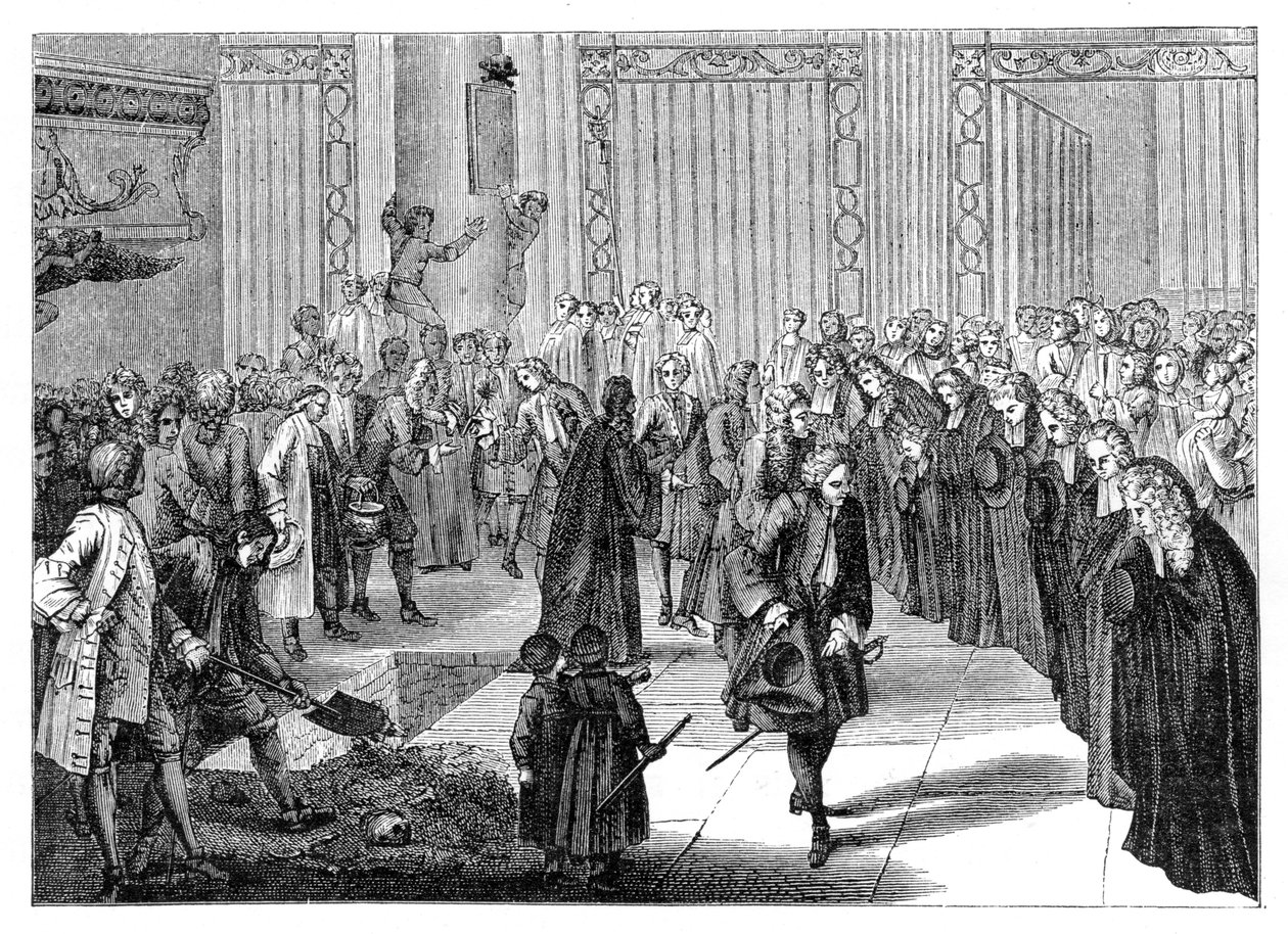 Temetés egy templomban, 1885. alkotó: Bernard Picart