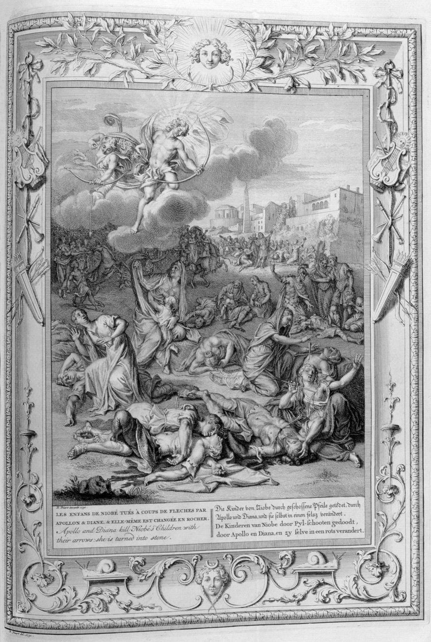 Niobe és megölt gyermekei (metszet) alkotó: Bernard Picart
