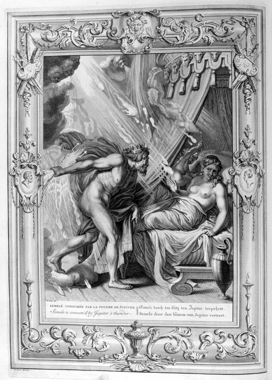 Semelét felemészti a Jupiters tüze, 1733 alkotó: Bernard Picart