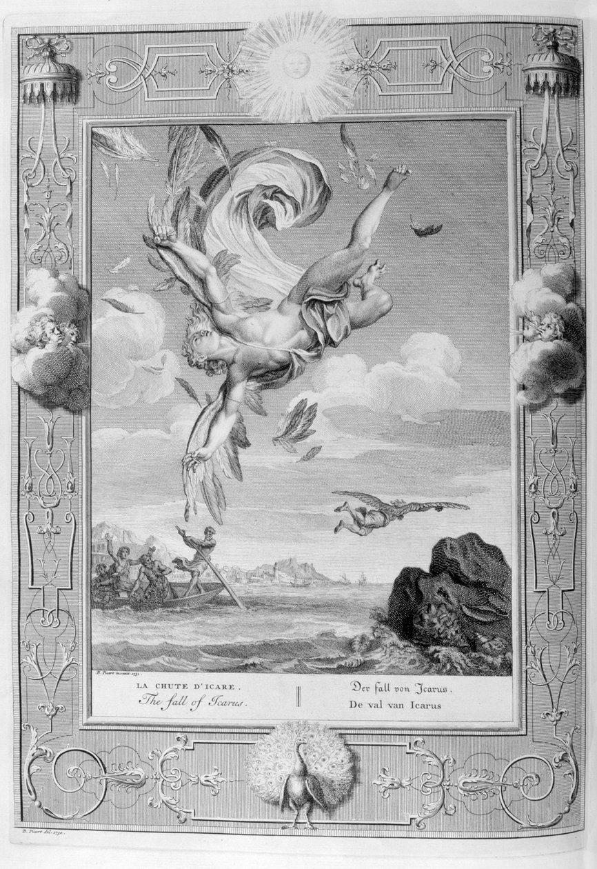Ikarosz bukása, 1733 alkotó: Bernard Picart
