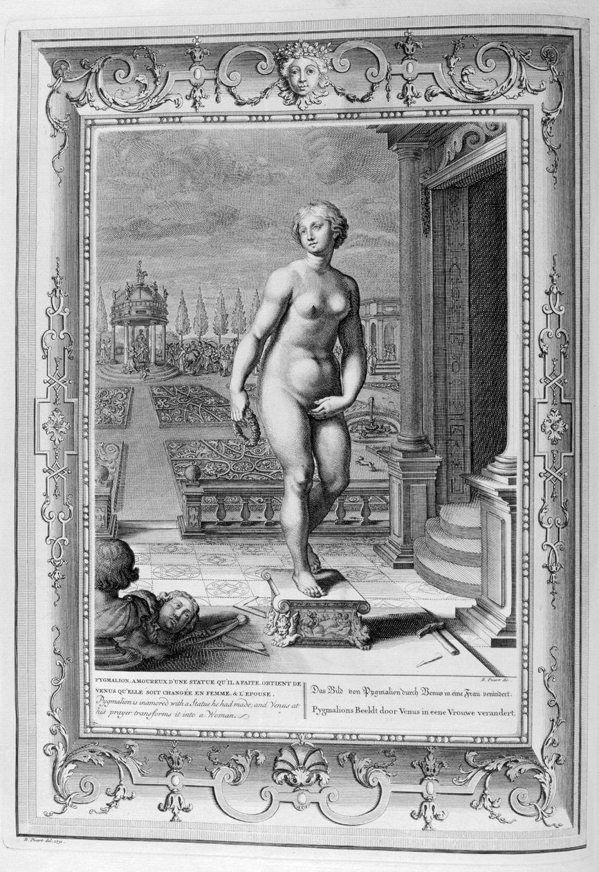 Pygmalion szobra (metszet) alkotó: Bernard Picart