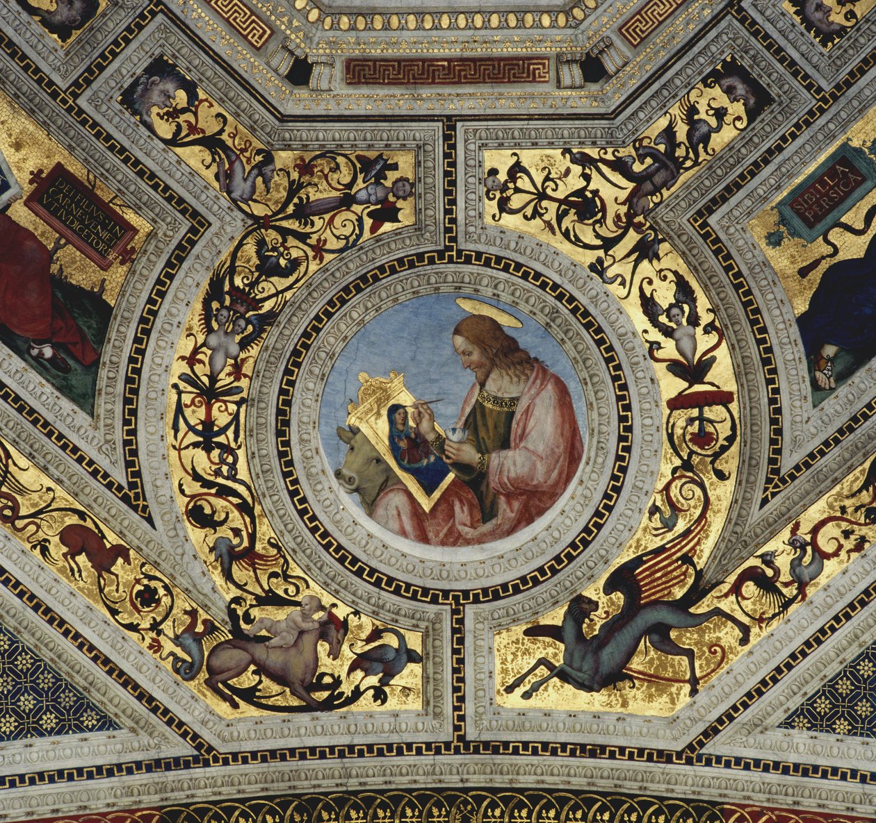 A presbitérium boltozata Lukács evangélistával, Santa Maria del Popolo, Róma, 1484-92 körül alkotó: Bernardino di Betto Pinturicchio
