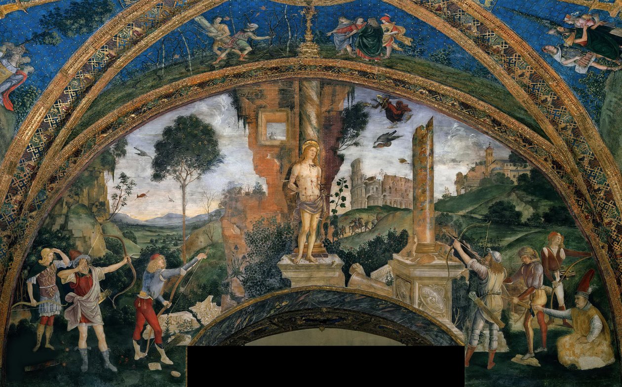 Szent Sebestyén vértanúsága, 1492-1495. alkotó: Bernardino Pinturicchio