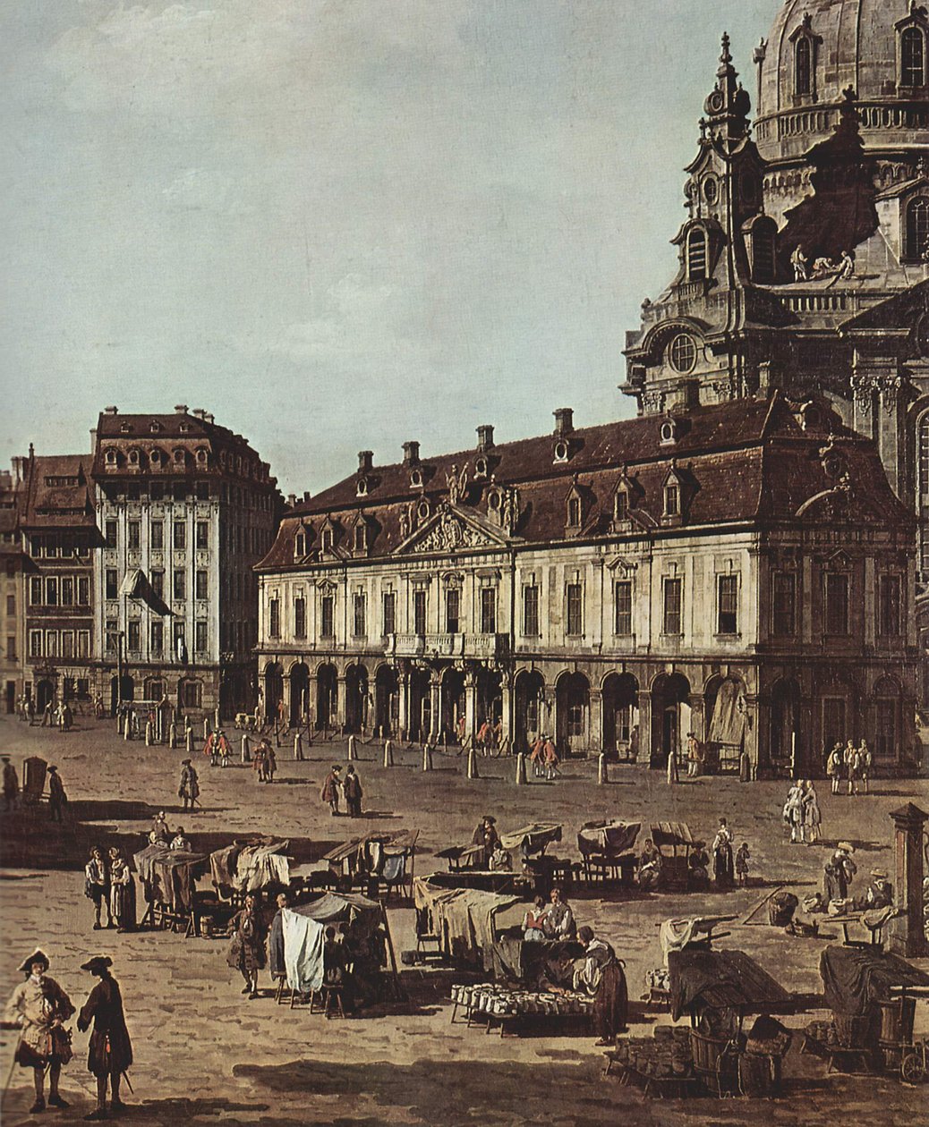 Drezda, a Neumarkt kilátása a Moritzstrasse -ról alkotó: Bernardo Bellotto