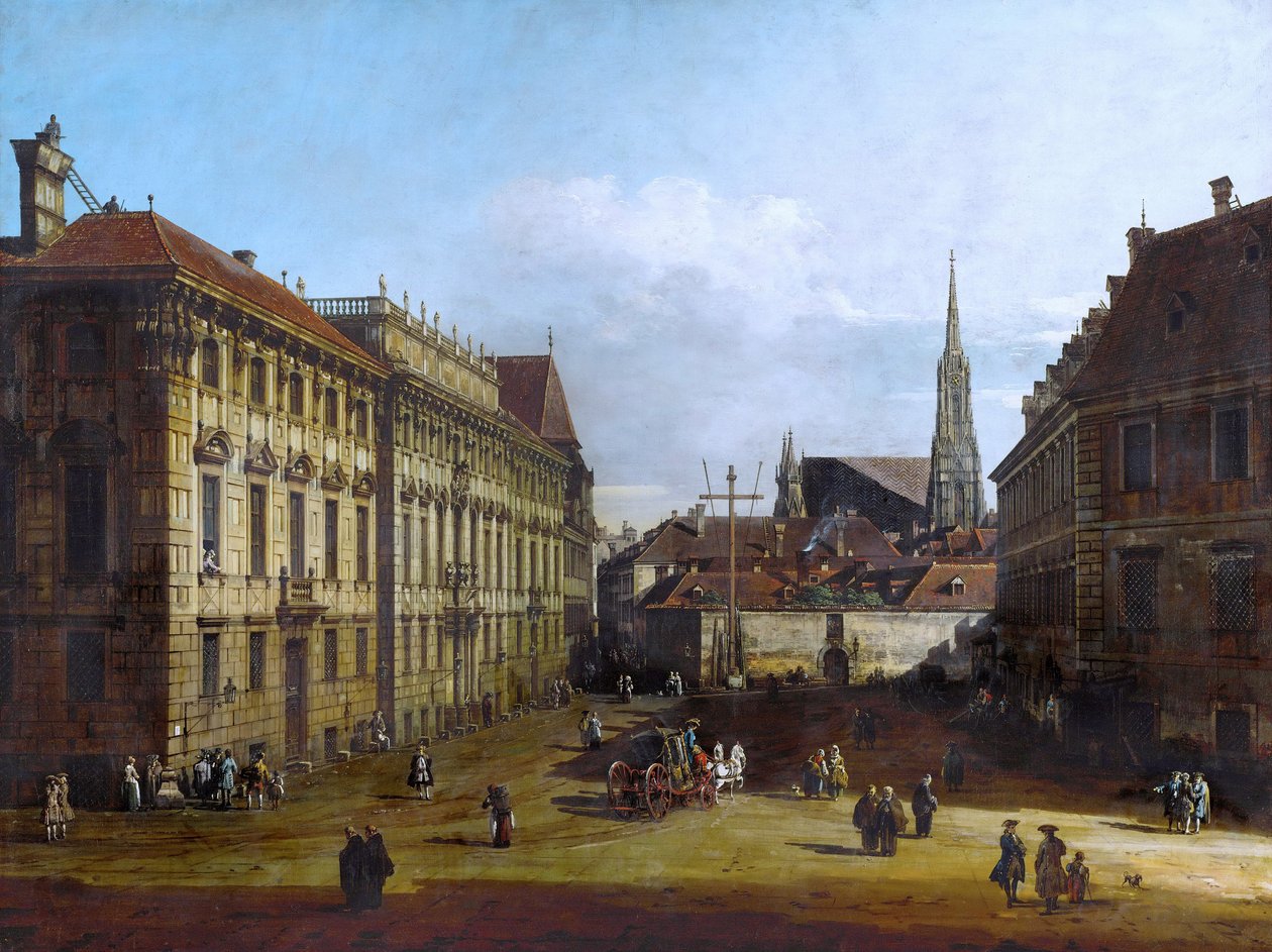 Bécs, a Lobkowitzplatz, 1758 és 1761 között alkotó: Bernardo Bellotto