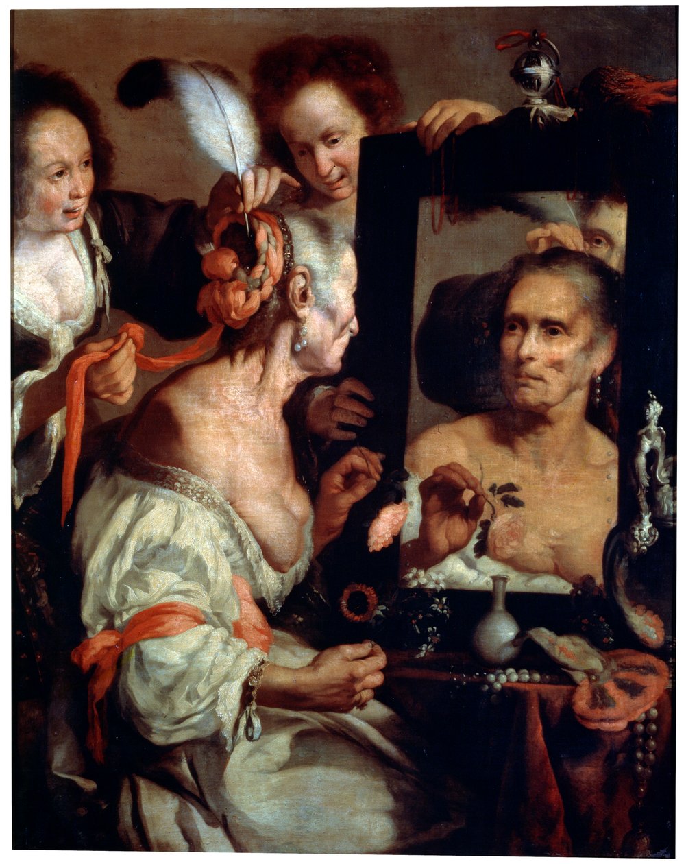 Régi Coquette Vanitas, 1630 után. alkotó: Bernardo Strozzi